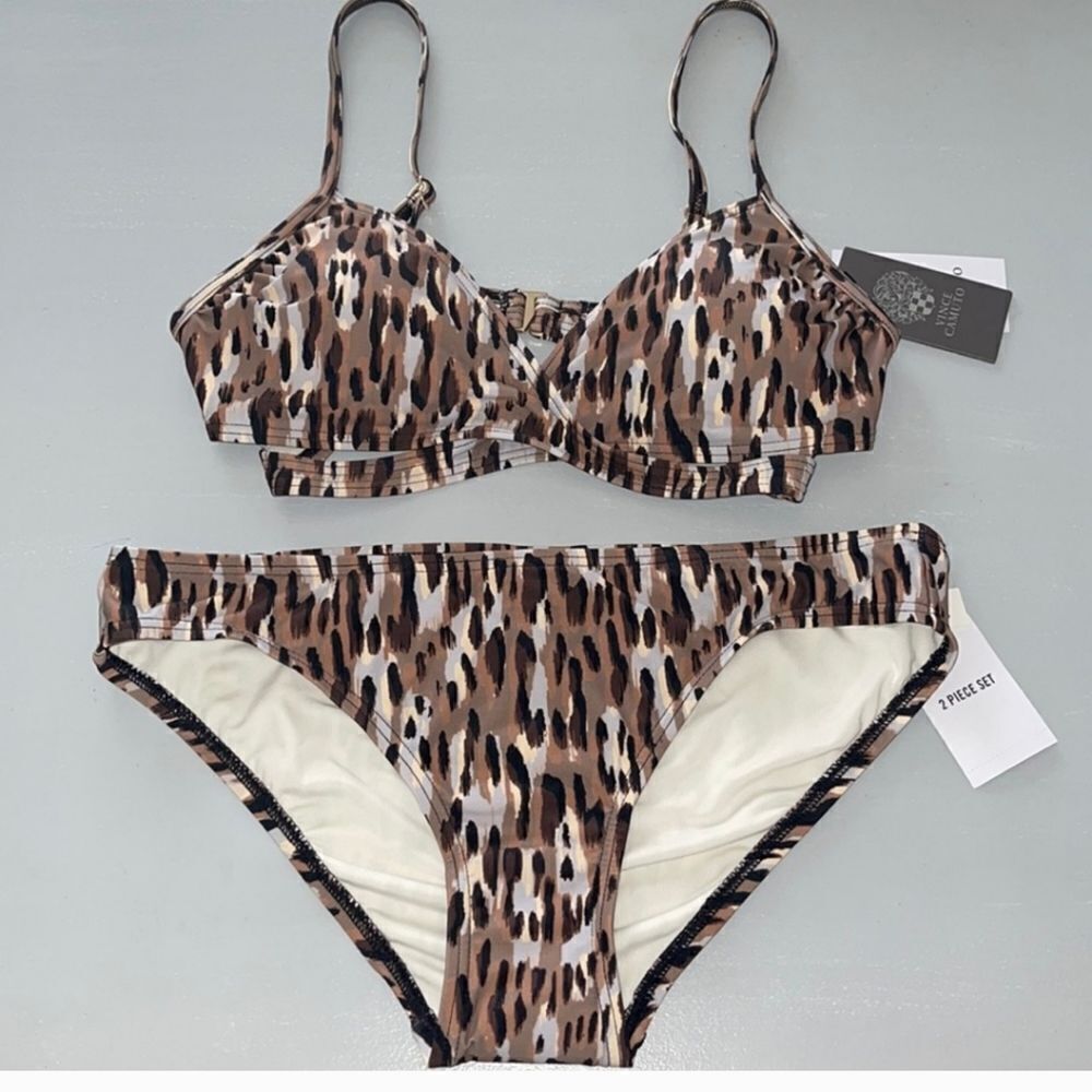 Vince Cameo Leopard CheetahβAnimal Print Safari cut out 2 piece bikini Xsmall
